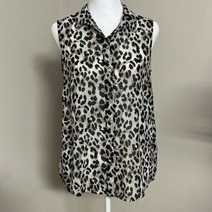 H&M sheer sleeveless leopard print blouse size 4